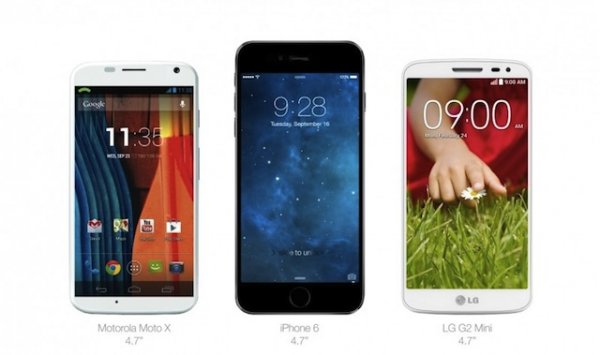 Размеры iPhone 6 в сравнении с конкурентами на Android