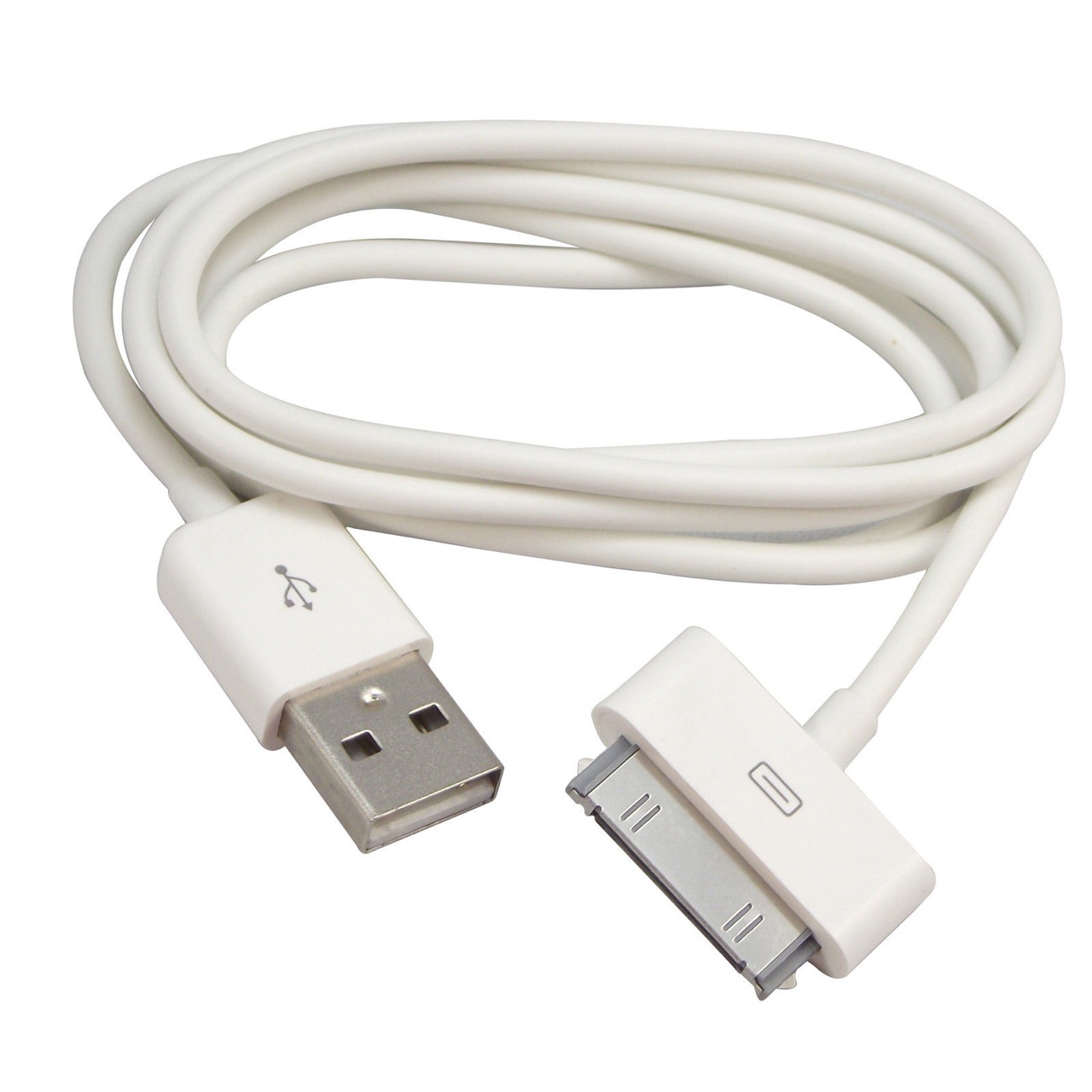 Вид USB-кабеля с 30-пиновым коннектором для подключения айфона к компьютеру