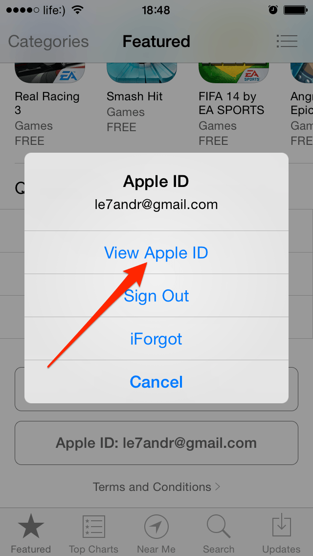 Просмотр информации об Apple ID на iPhone