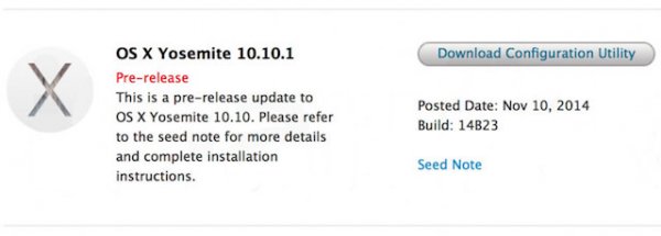 Вышла вторая бета-версия OS X Yosemite 10.10.1
