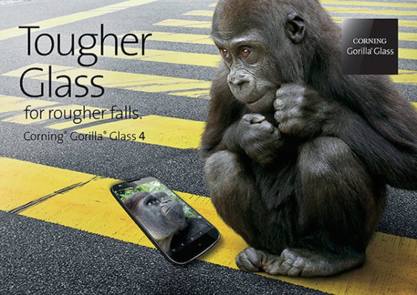 Стекло Gorilla Glass 4 не боится падений на асфальт