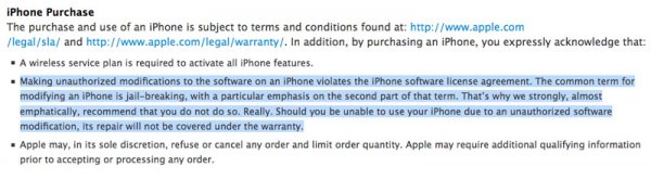 Apple напоминает, что джейлбрейк нарушает лицензионное соглашение