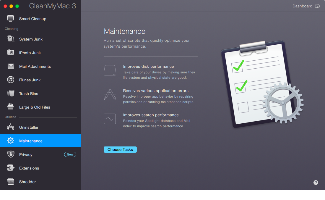 Обслуживание в CleanMyMac 3