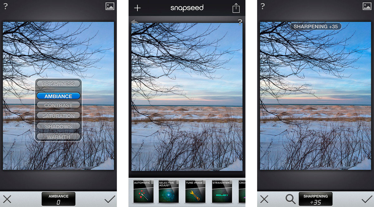 Пример работы Snapseed на iPhone