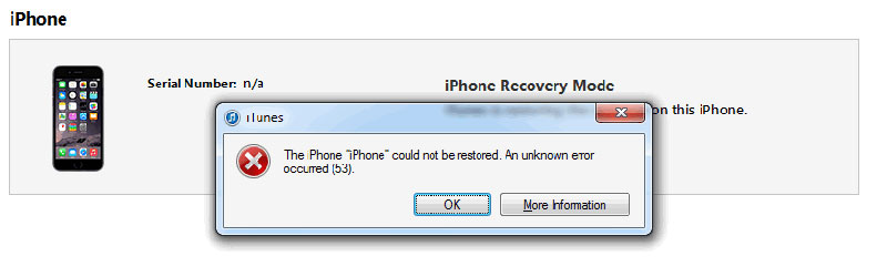 Ошибка 53 в iTunes при обновлении iOS на iPhone 6