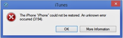 Ошибка 3194 в iTunes