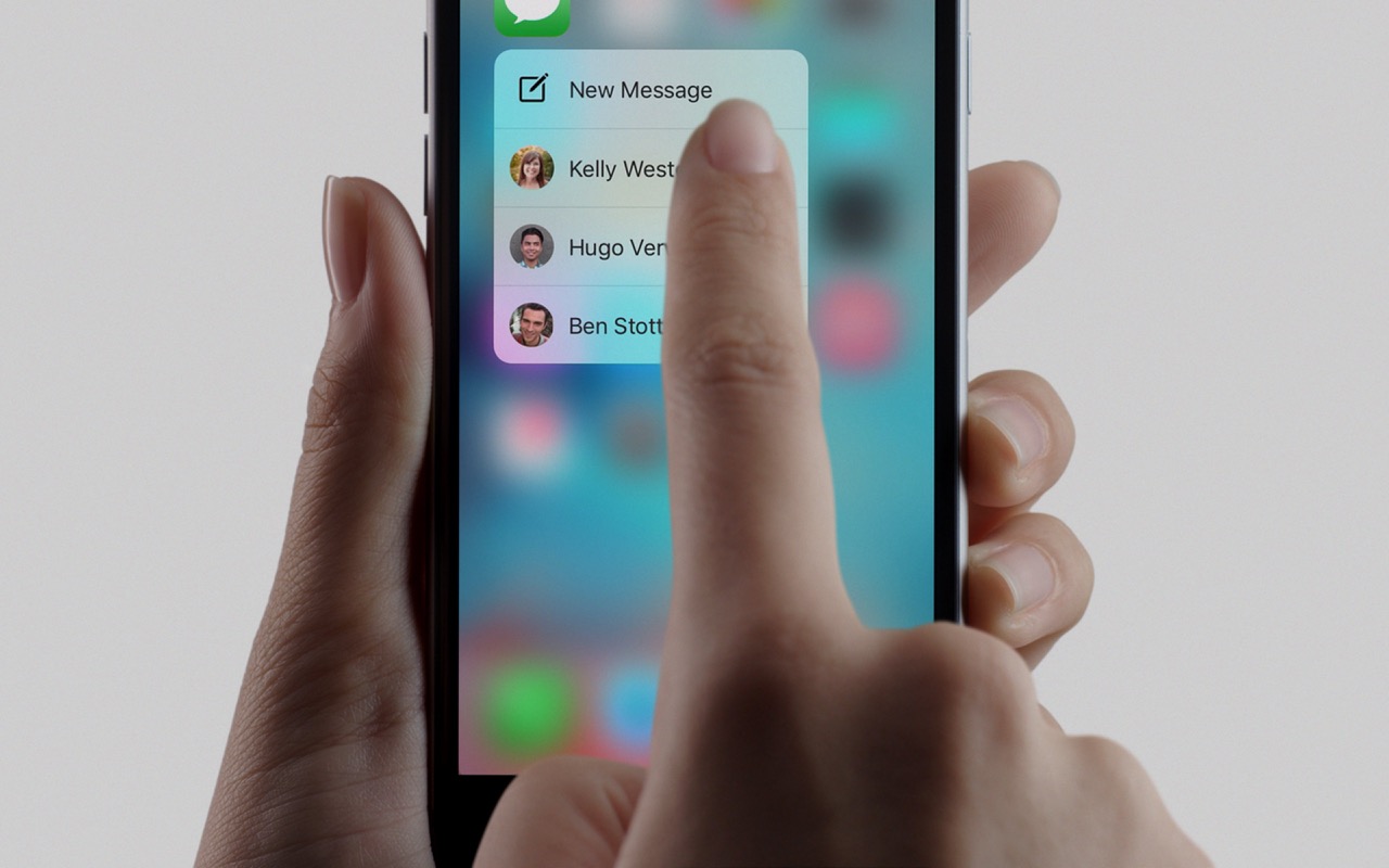 Вызов контекстного меню на iPhone 6s с помощью 3D Touch